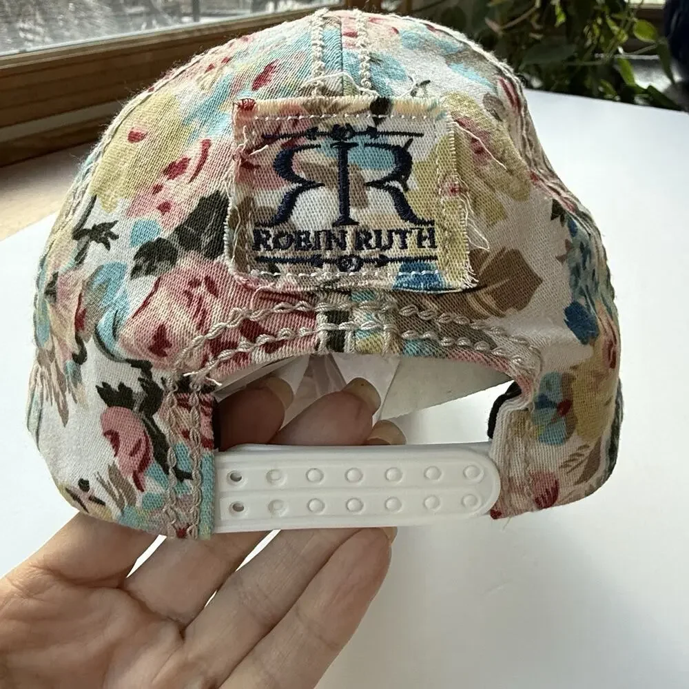 Robin Ruth Floral CHICAGO Snap Back Ball Cap Hat Quilted Crown Embellished Bill